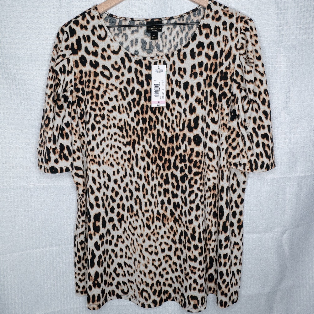 Worthington Woman Animal Print Blouse - 1X